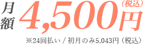 月額4,500円（税込）※24回払い/初月のみ5,043円