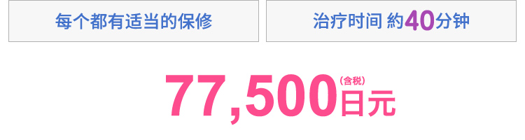 プランに応じた保障付き　施術時間約40分　77,500円(税込)