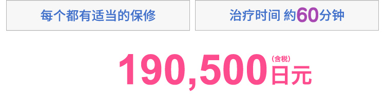 プランに応じた保障付き　施術時間約60分　190,500円(税込)