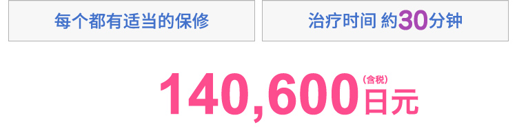 プランに応じた保障付き　施術時間約30分　140,600円(税込)