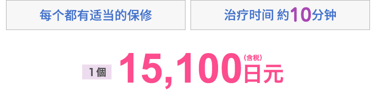 プランに応じた保障付き　施術時間約10分　15,100円(税込)