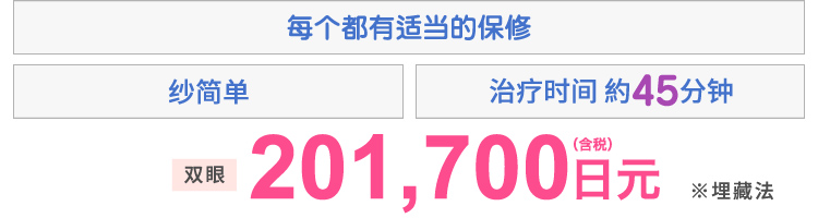 糸のみカンタン プランに応じた保証付き　施術時間約45分 両目 201,700円(税込)