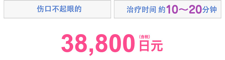 傷口目立たない 施術時間：10～20分、両目 38,800円(税込)