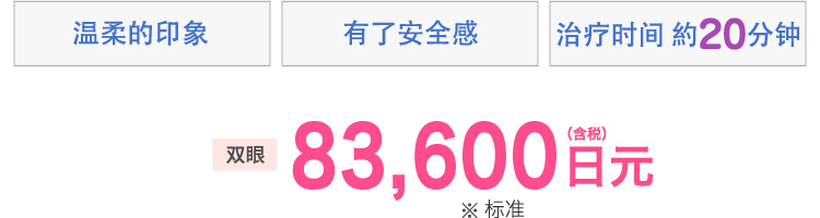 優しい印象に プランに応じた保証付き 施術時間 約20分 両目 83,600円(税込)