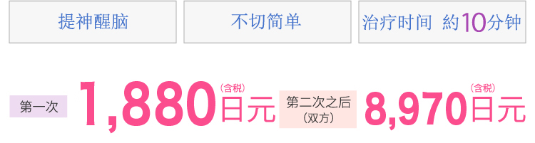 スッキリ　切らないカンタン　施術時間約10分　初回両側1,880円(税込)2回目以降　両側8,970円(税込)