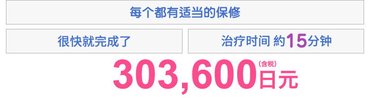 直後から完成形　プランに応じた保障付き　施術時間約15分　298,000円(税込)