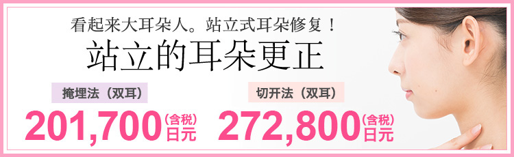 立ち耳修正 埋没法（両耳）201,700円 切開法（両耳）272,800円