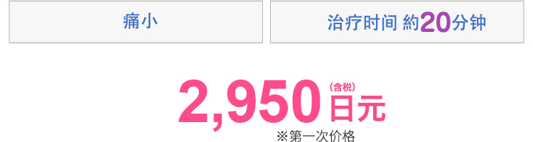 痛み少ない・施術時間約20分　2,950円(税込)※初回価格