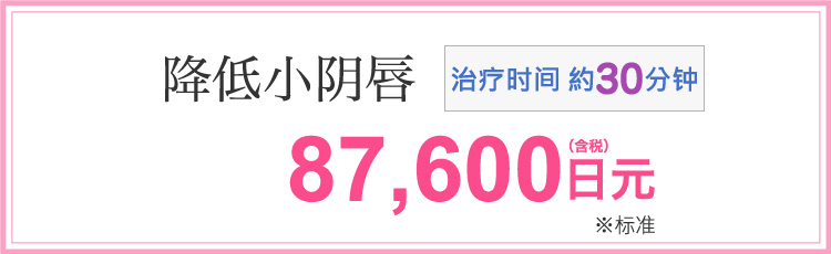 小陰唇縮小 施術時間 約30分 両方 87,600円（税込）※スタンダード