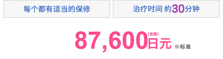 プランに応じた保証付き　施術時間約30分　87,600円(税込)※スタンダード