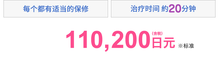 プランに応じた保証付き　施術時間約20分　110,200円(税込)※スタンダード