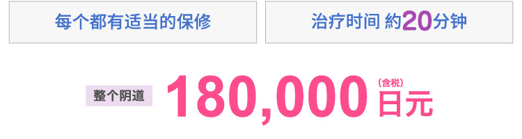 プランに応じた保証付き　施術時間約20分　膣全体　180,000円(税込)